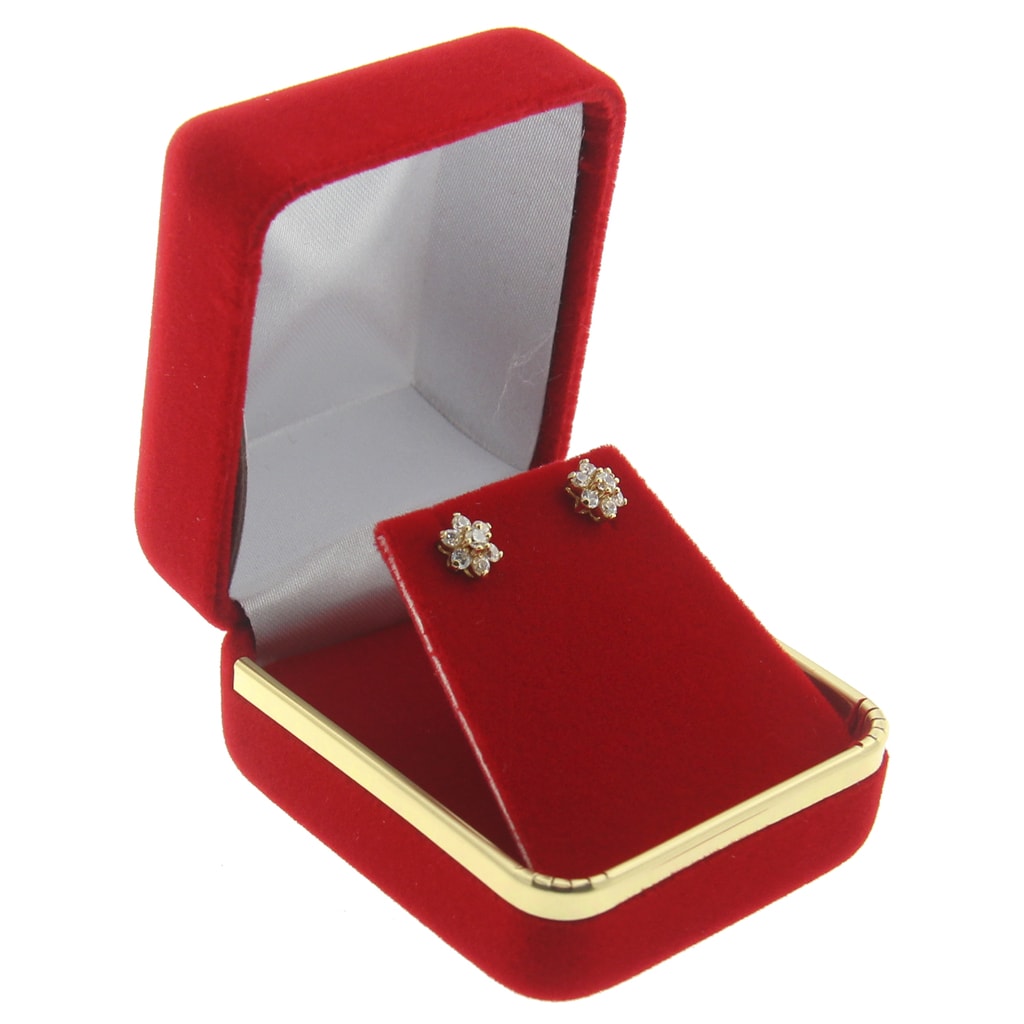Rectangle/Heart Shape Wedding Velvet Earrings Ring Box Jewelry Display Case Gift 