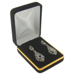 Black Velvet Gold Trim Earring Pad Box Display Jewelry Gift Box