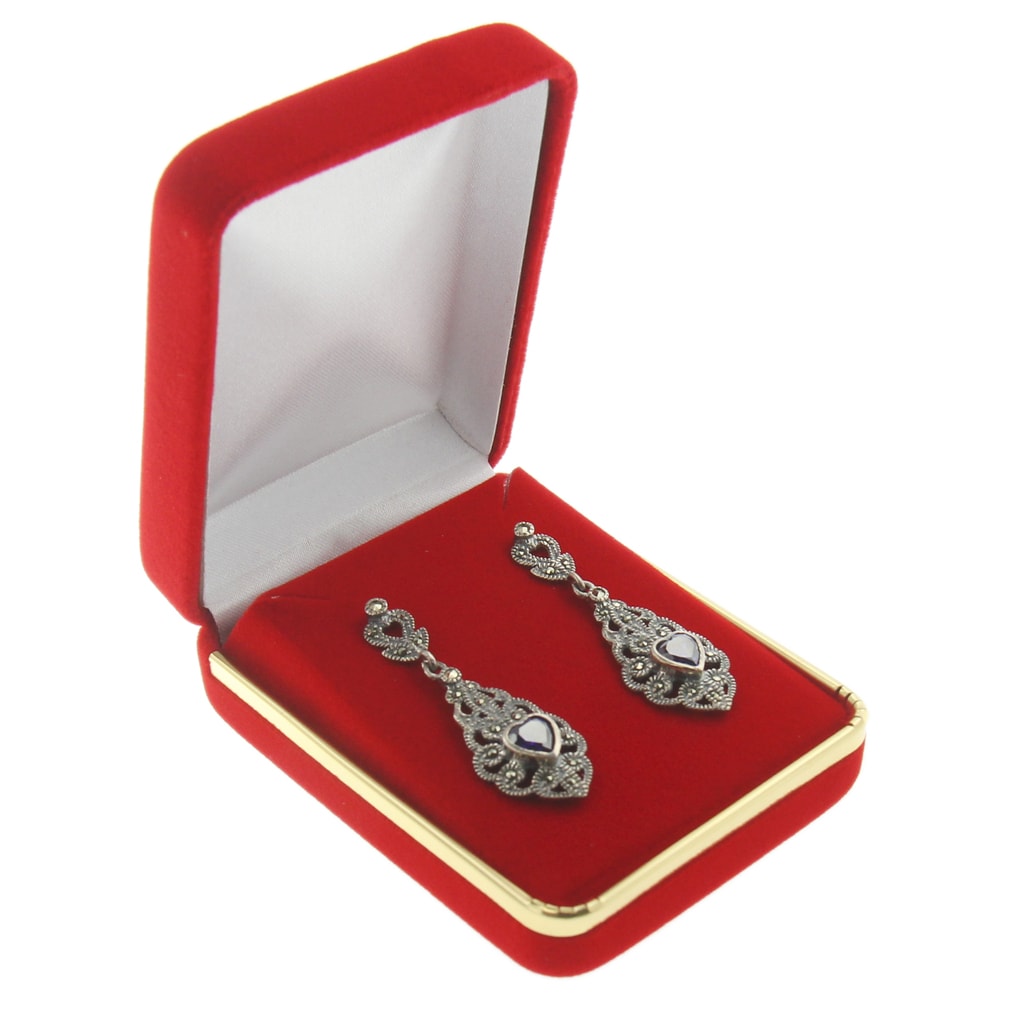 Red Velvet Gold Trim Earring Pad Box Display Jewelry Gift Box 1 Dozen ...