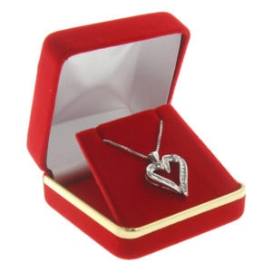 Red Velvet Gold Trim Pendant Box Display Jewelry Gift Box
