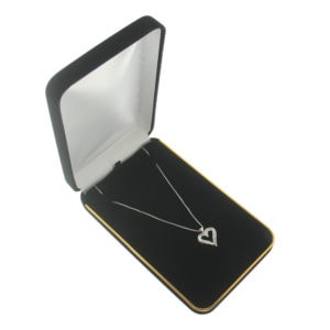 Black Velvet Gold Trim Necklace Box Display Jewelry Gift Box