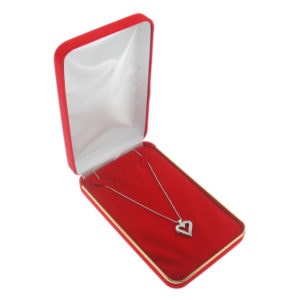 Red Velvet Gold Trim Necklace Box Display Jewelry Gift Box