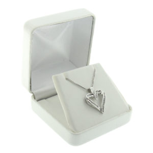White Leather Pendant Box Display Jewelry Gift Box