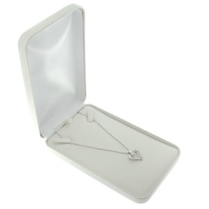 White Leather Necklace Box Display Jewelry Gift Box