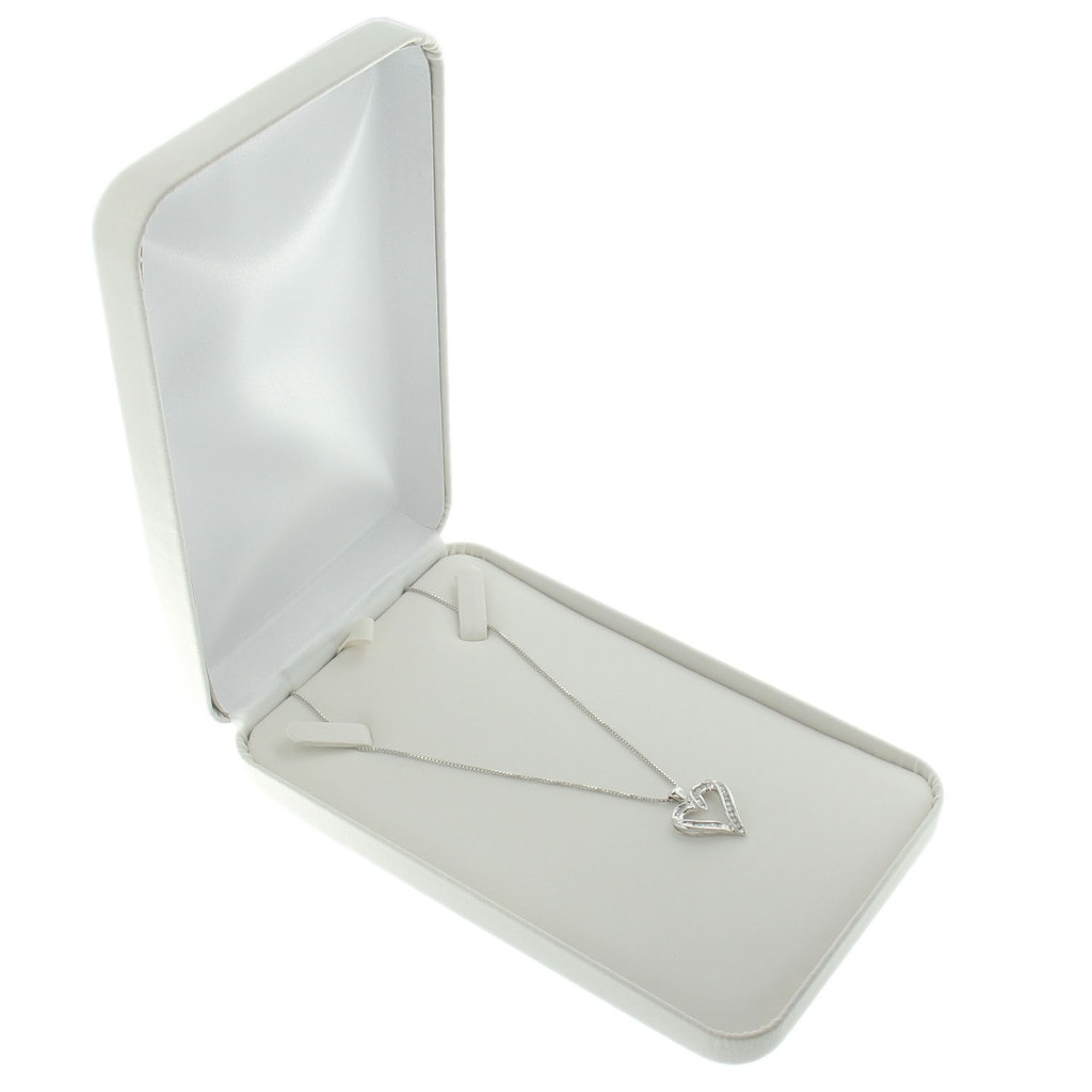 White Leather Necklace Box Display, White Leather Jewelry Box