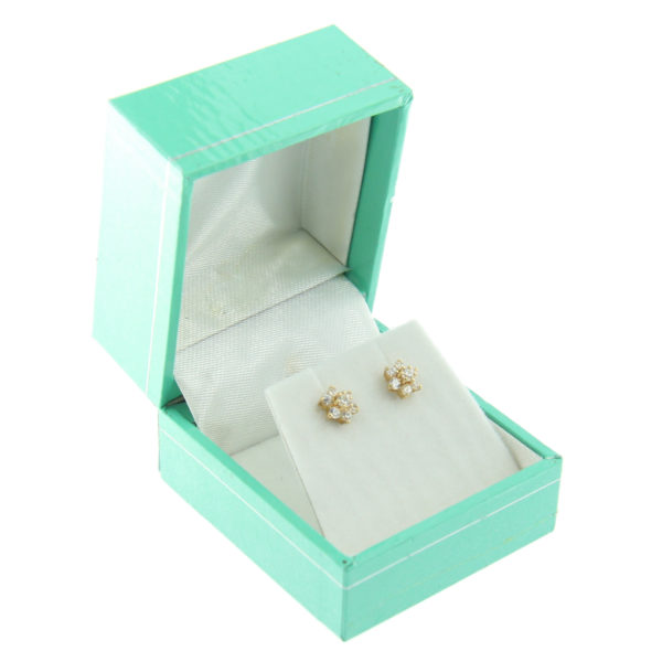 Teal Blue Leather Earring Box Display Jewelry Gift Box