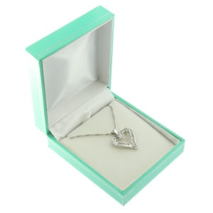 Teal Blue Leather Pendant Box Display Jewelry Gift Box