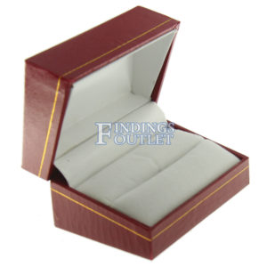Red Leather Classic Double Ring Box Display Jewelry Gift Box Empty
