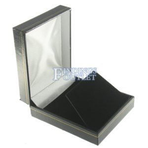 Black Leather Classic Earring Pendant Box Display Jewelry Gift Box Empty