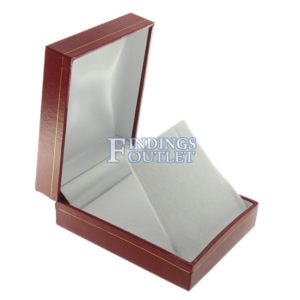 Red Leather Classic Earring Pendant Box Display Jewelry Gift Box Empty