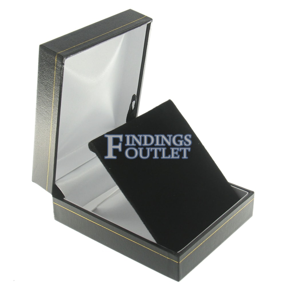 2 Black Classic Ring Leatherette Jewelry Display Presentation Gift Boxes 