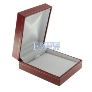 Red Leather Classic Pendant Box Display Jewelry Gift Box Empty