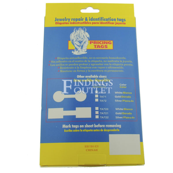 Rhino Square Gold Standard Sticker Jewelry Price Tags 1000 Pcs Back