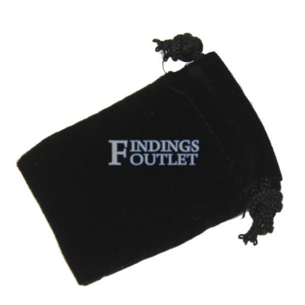 1.5x2.5 Black Velvet Pouch Jewelry Drawstring Gift Bag Angle