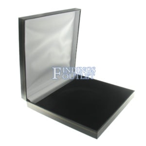 Black Leather Classic Large Necklace Box Display Jewelry Gift Box Empty