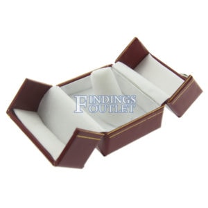 Red Leather Double Door Ring Finger Box Display Jewelry Gift Box Empty