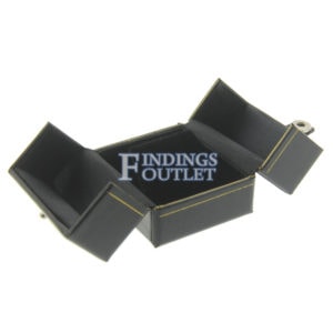 Black Leather Double Door Earring Box Display Jewelry Gift Box Empty