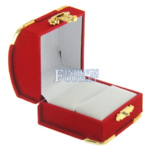 Red Velvet Treasure Chest Ring Box Display Jewelry Gift Box Empty