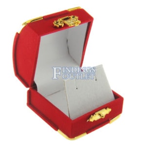 Red Velvet Treasure Chest Earring Box Display Jewelry Gift Box Empty