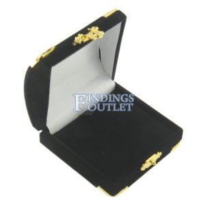 Black Velvet Treasure Chest Pendant Box Display Jewelry Gift Box Empty