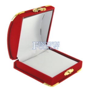 Red Velvet Treasure Chest Pendant Box Display Jewelry Gift Box Empty