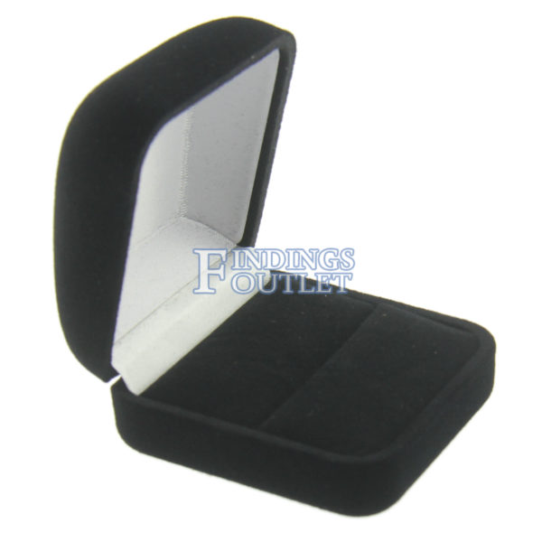 Black Velour Double Ring Box Display Jewelry Gift Box Empty