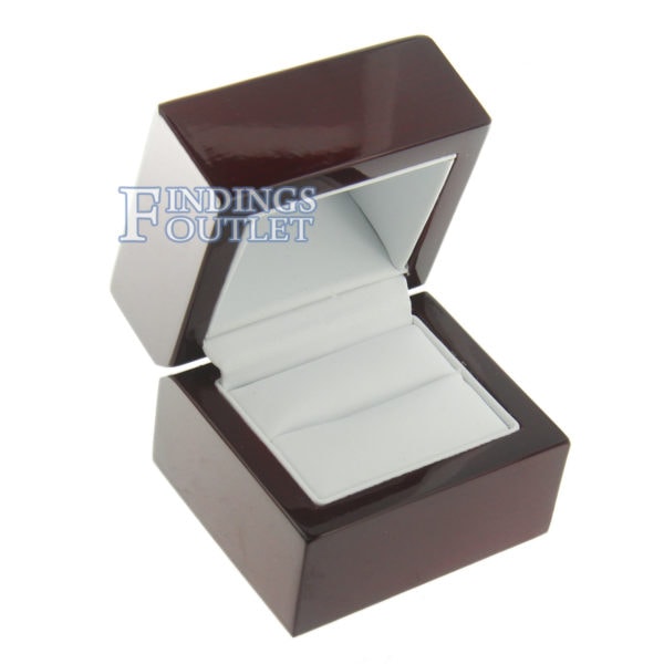 Cherry Rosewood Wooden Ring Box Display Jewelry Gift Box Empty