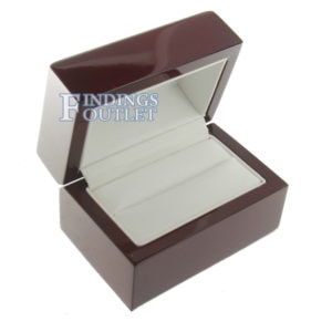 Cherry Rosewood Wooden Double Ring Box Display Jewelry Gift Box Empty