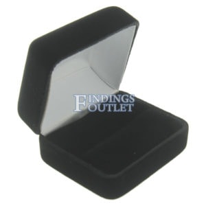 Black Velvet Double Ring Box Display Jewelry Gift Box Empty