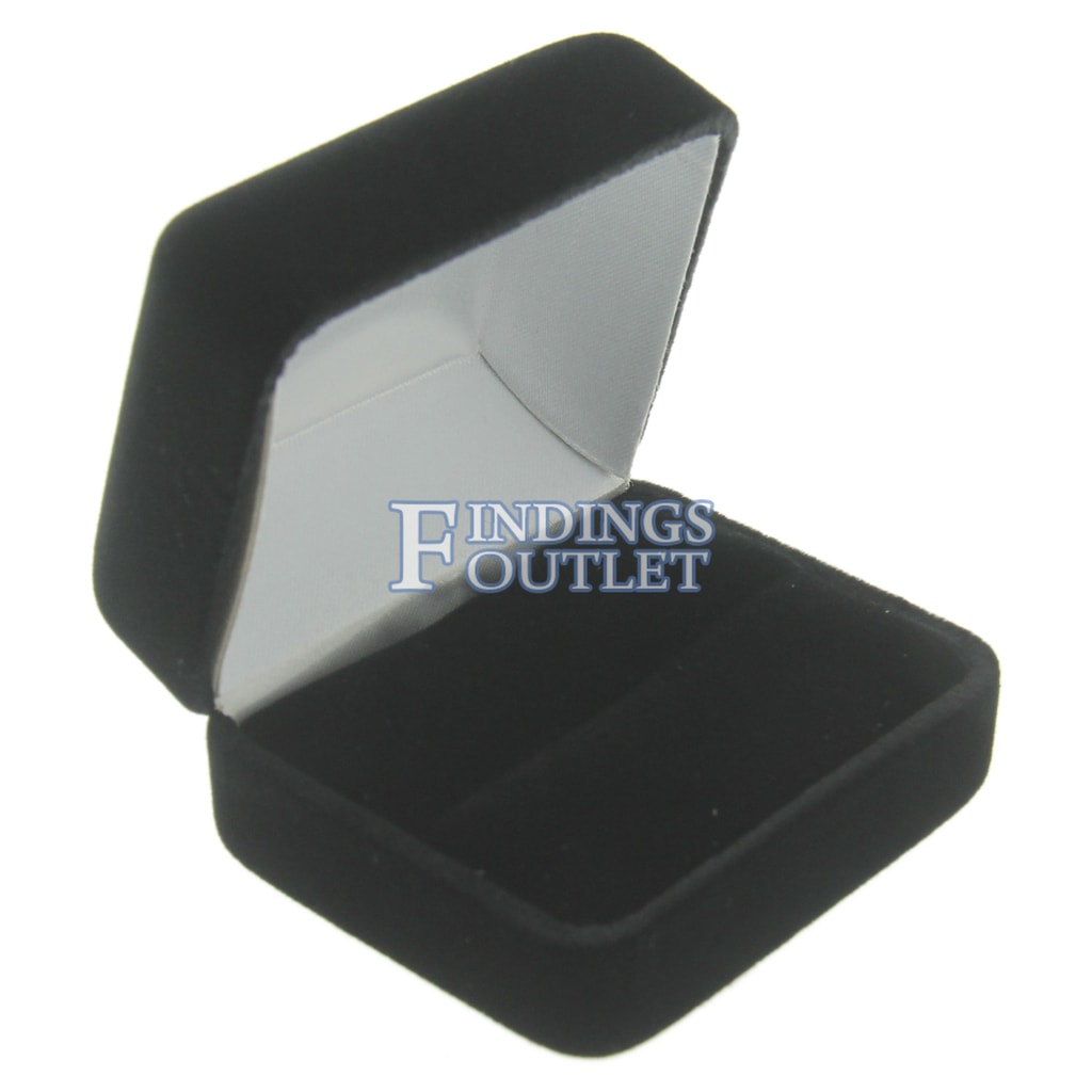 Faddish Square Black Velvet Ring Box Jewelry Boxes OrganizersM&C 