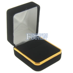 Black Velvet Gold Trim Ring Box Display Jewelry Gift Box Empty