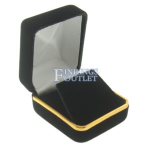 Black Velvet Gold Trim Earring Box Display Jewelry Gift Box Empty