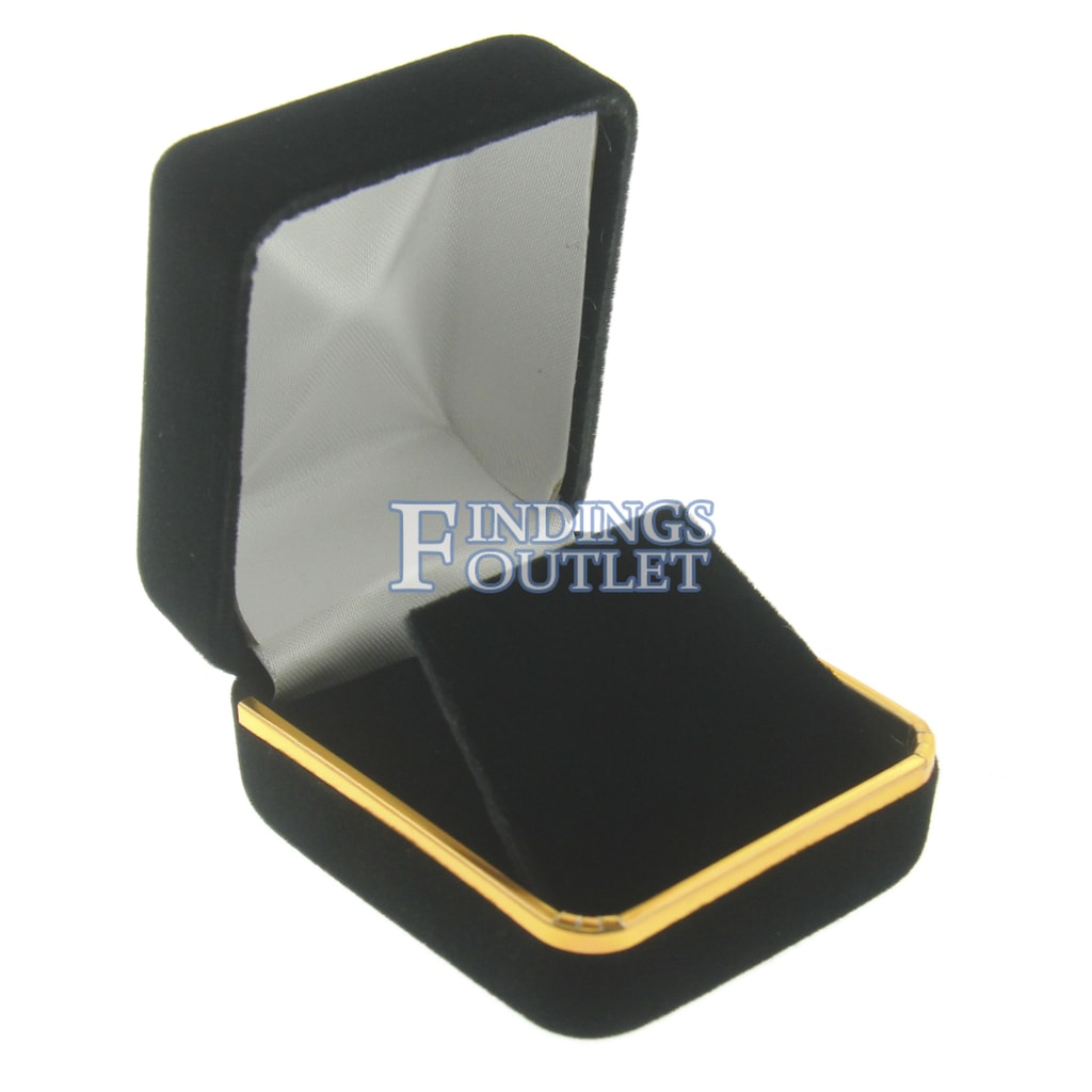 2 Earring Gift Boxes Black Velvet Flocked Jewelry Box 