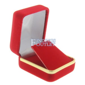 Red Velvet Gold Trim Earring Box Display Jewelry Gift Box Empty