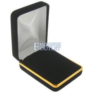 Black Velvet Gold Trim Earring Pad Box Display Jewelry Gift Box Empty