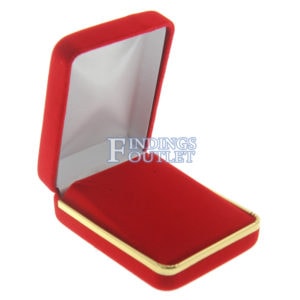 Red Velvet Gold Trim Earring Pad Box Display Jewelry Gift Box Empty