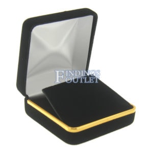 Black Velvet Gold Trim Pendant Box Display Jewelry Gift Box Empty