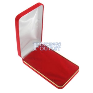 Red Velvet Gold Trim Necklace Box Display Jewelry Gift Box Empty