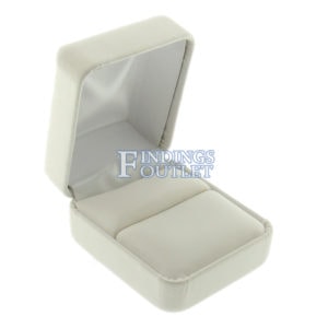White Leather Ring Box Display Jewelry Gift Box Empty
