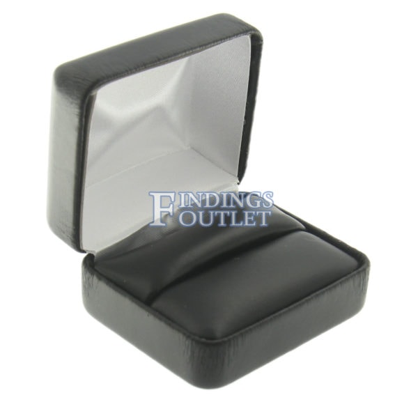 Black Leather Double Ring Box Display Jewelry Gift Box Empty