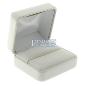 White Leather Double Ring Box Display Jewelry Gift Box Empty