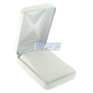 White Leather Earring Pendant Box Display Jewelry Gift Box Empty