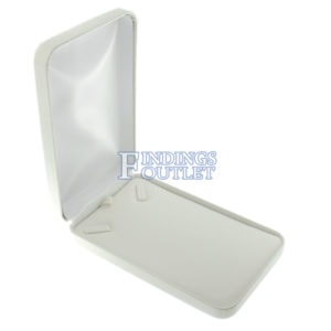 White Leather Necklace Box Display Jewelry Gift Box Empty