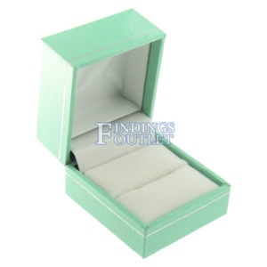 Teal Blue Leather Ring Box Display Jewelry Gift Box Empty