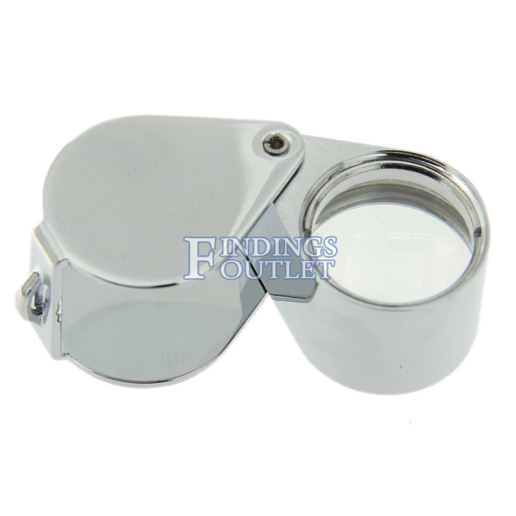 Jewelry Loupes Jewelers 10X Triplet 18mm Silver Loupe with Leather