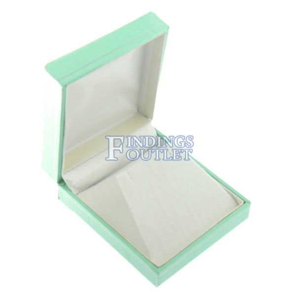 Teal Blue Leather Earring Pendant Box Display Jewelry Gift Box Empty