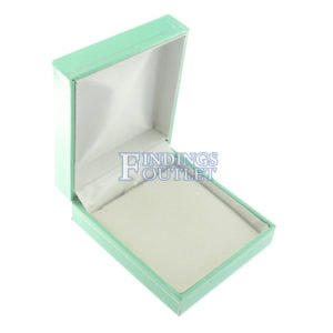 Teal Blue Leather Pendant Box Display Jewelry Gift Box Empty