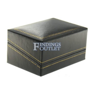 Black Leather Classic Double Ring Box Display Jewelry Gift Box Closed