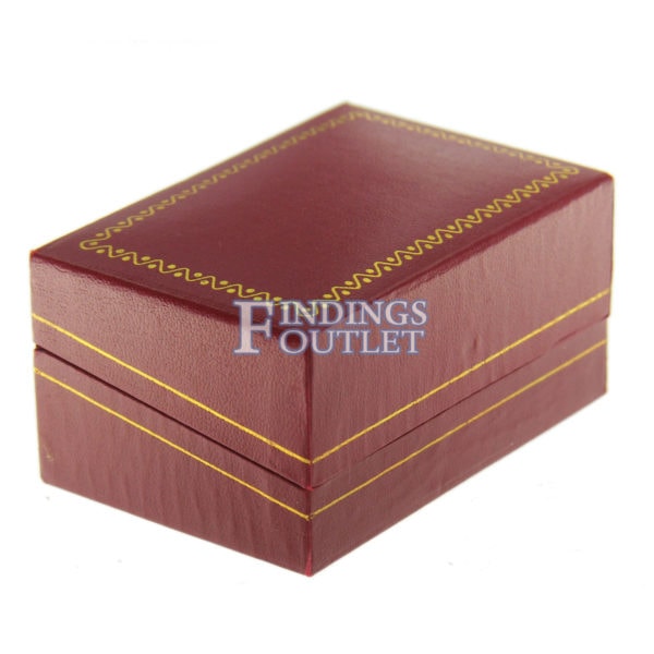 Red Leather Classic Double Ring Box Display Jewelry Gift Box Closed