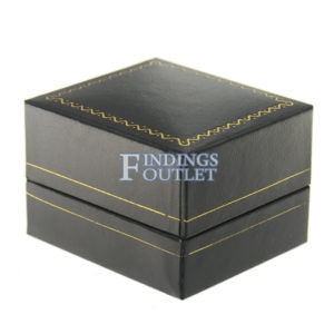 Black Leather Classic Earring Box Display Jewelry Gift Box Closed